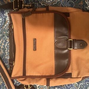 Eddie Bauer Tan and Brown Laptop/messenger bag Vintage